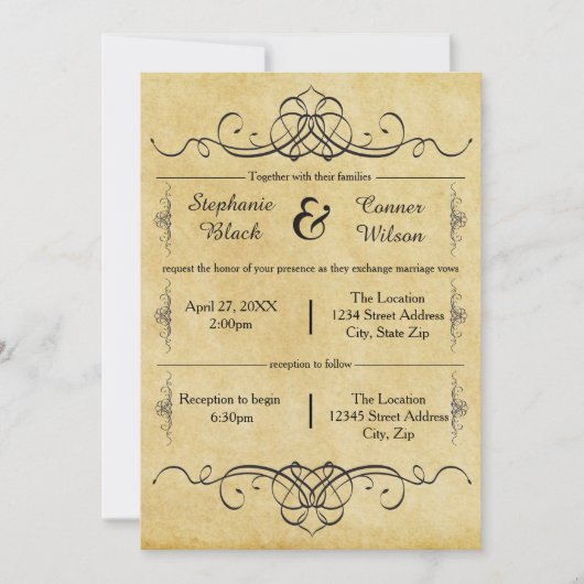 Invitation Elaborer le design antique - Mariage/Invitation de (Devant)