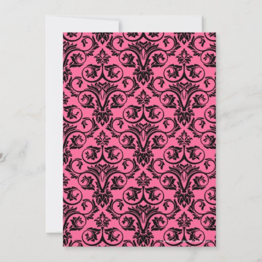 Invitation Elaborer Pink Black Damask Graduation (Dos)
