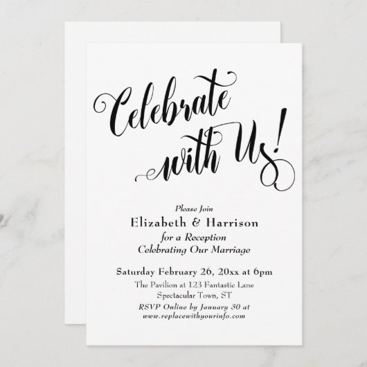 Invitation Elaborez Célébrez avec nous! Blanc simple (Devant / Derrière)