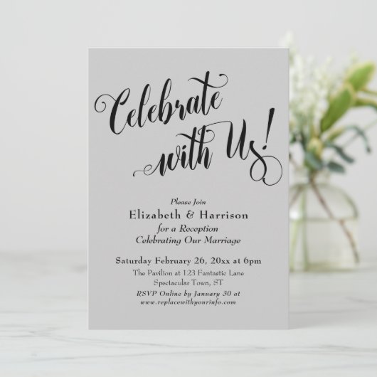 Invitation Elaborez Célébrez avec nous! Gris clair simple (Debout devant)