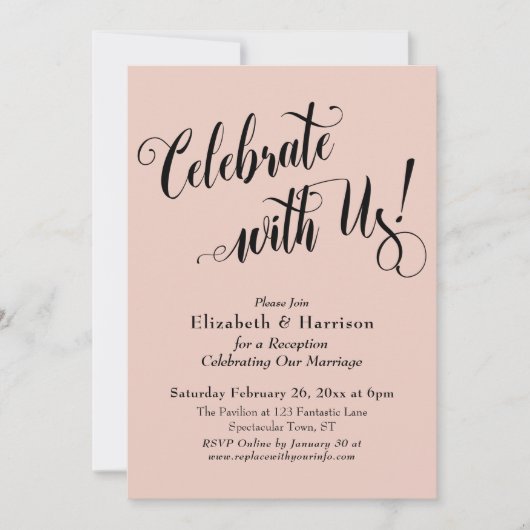 Invitation Elaborez Célébrez avec nous! Rose clair simple (Devant)