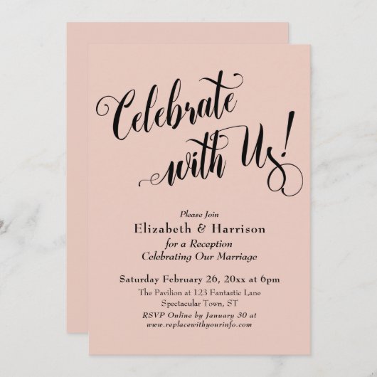 Invitation Élaborez Célébrez avec nous ! Simple rose blush (Devant / Derrière)