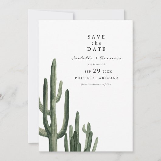Invitation ELEANOR Modern Minimal Cactus Photo Enregistrer la (Devant)