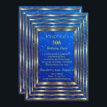 Invitation Electric Blue 50th Birthday Party Gold<br><div class="desc">Electric Blue 50th Birthday Party Gold Invitation</div>