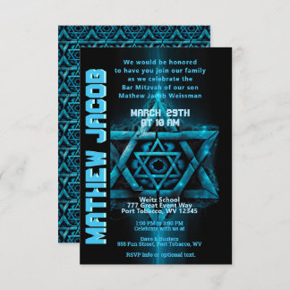 Invitation Electric Blue et Bar Mitzvah