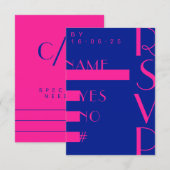 Invitation Electric Blue Hot rose tendance Mariage moderne RS (Devant / Derrière)