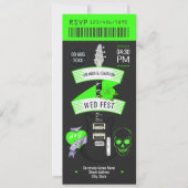 Invitation Electric Lime Rock ’n’ Roll Wedding Ticket (Devant)