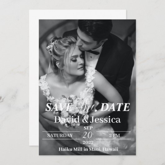 Invitation Electronic Enregistrer le Modèle Date avec Photo,  (Devant / Derrière)