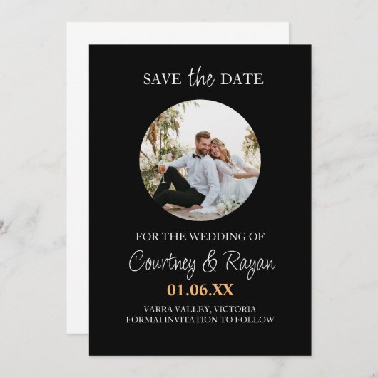 Invitation Electronic Enregistrer le Modèle Date avec photo (Devant / Derrière)