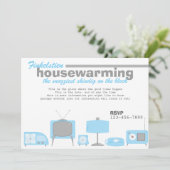 Invitation Electronique Bleue Rétro (Debout devant)