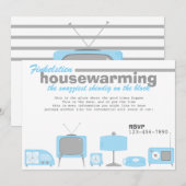 Invitation Electronique Bleue Rétro (Devant / Derrière)