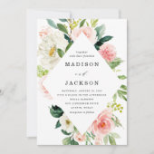 Invitation Elegan Blush rose et blanc Mariage de cadre floral (Devant)