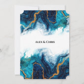 Invitation Elégance Abstraite LGBTQ Or Turquoise bleu profond (Dos)