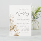 Invitation Élégance Antique Mariage Floral Vintage (Debout devant)