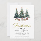 Invitation Élégance aquarelle Arbre de Noël Christmas (Devant)