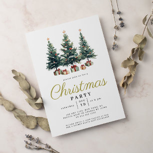 Invitation Élégance aquarelle Arbre de Noël Christmas