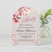 Invitation Elégance Arc Floral Rose 90ème anniversaire (Debout devant)