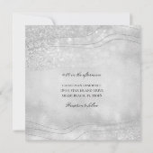 Invitation Élégance Argent Étincelle Carré moderne Mariage (Dos)