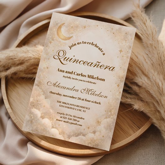 Invitation Élégance au Clair de Lune Quinceañera