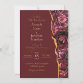 Invitation Élégance aux fleurs de Bourgogne avec Mariage Gold (Devant)