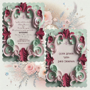 Invitation Élégance Baroque Motifs Floraux Vrilles d'Acanthes