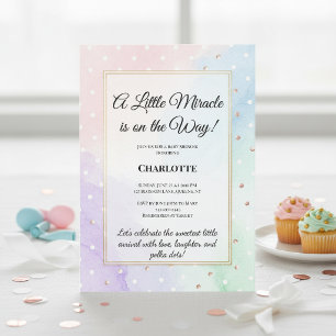 Invitation Élégance Bébé Pastel à Points