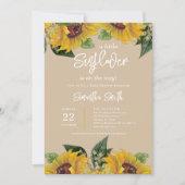 Invitation Elégance Beige Rustique Baby shower Tournesol (Devant)