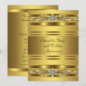 Invitation Élégance Bijou Or Anniversaire de Mariage Or 50 An (Devant / Derrière)