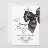 Invitation Elegance Black Bow 30th Birthday (Devant)