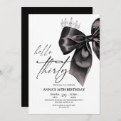 Invitation Elegance Black Bow 30th Birthday (Devant / Derrière)