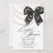 Invitation  Elegance Black Bow Pearls Bridal Shower Acrylic (Devant)