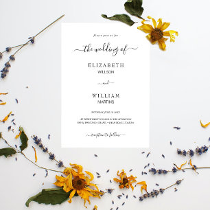 Invitation Élégance Black Calligraphy Script Mariage minimal