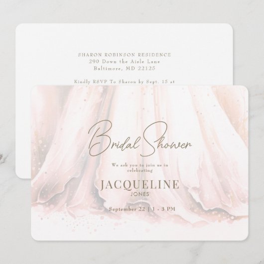 Invitation Elegance Blush Mariage robe Fête des mariées (Devant / Derrière)