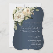 Invitation Élégance bohème Curved Dusty Mariage bleu (Devant)