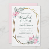 Invitation Elégance bohème : Or géométrique et aquarelle Flo (Devant / Derrière)