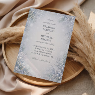 Invitation Élégance Botanique Frost Hivernal en Ivoire