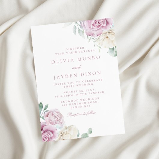 Invitation Élégance botanique : Mariage floral blanc et blanc