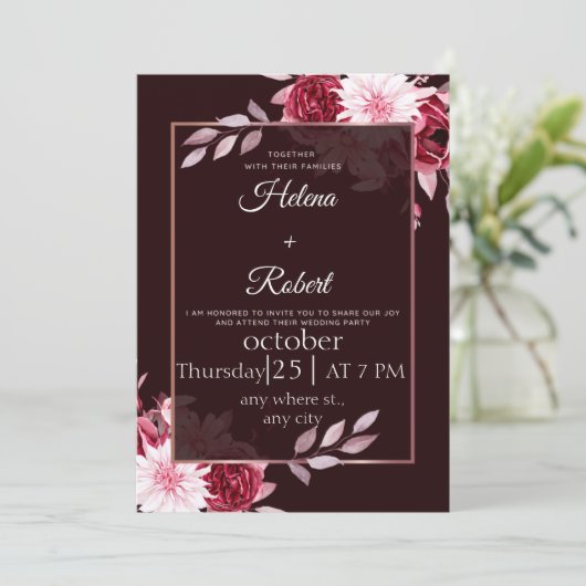 Invitation  élégance botanique monogramme rustique mariage in (Debout devant)