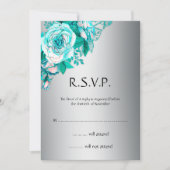 Invitation Élégance botanique Turquoise sur mariage argenté R (Devant)