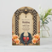 Invitation Elégance celtique avec coeur et ailes. (Debout devant)