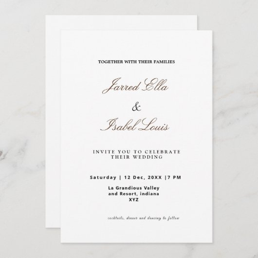 Invitation Élégance classique avec script simple (Devant / Derrière)