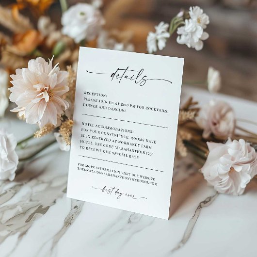 Invitation Élégance Classique Détails de Mariage Moderne Mini