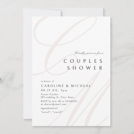 Invitation Élégance Classique Moderne Calligraphie Couples Do (Devant)