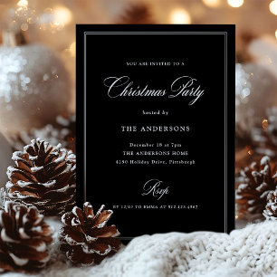 Invitation Élégance Classique Noire Fête de Noël