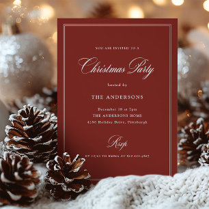 Invitation Élégance Classique Rouge Fête de Noël