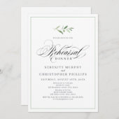 Invitation Élégance classique Script Dîner de répétition de v (Devant / Derrière)