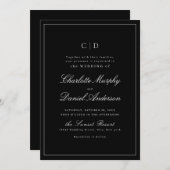 Invitation Élégance classique Script Mariage monogramme minim (Devant / Derrière)