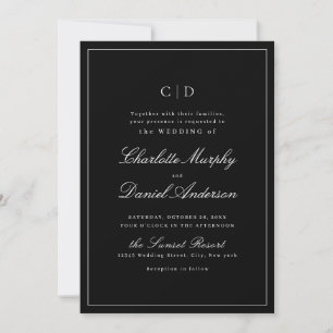Invitation Élégance classique Script Mariage monogramme minim
