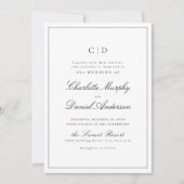 Invitation Élégance classique Script Mariage monogramme minim (Devant)
