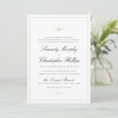 Invitation Élégance Classique Script Mariage noir et blanc (Debout devant)